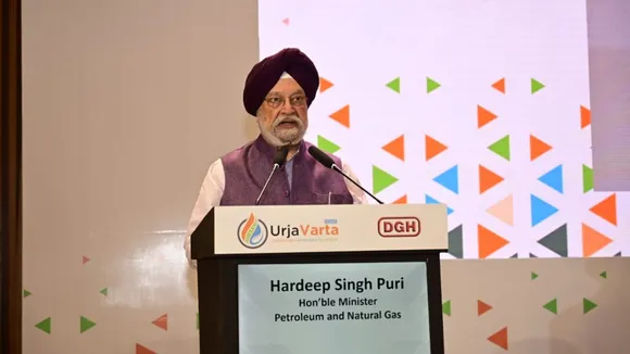 Oil Minister Hardeep Singh Puri speaking at the Urja Varta conference on Thursday