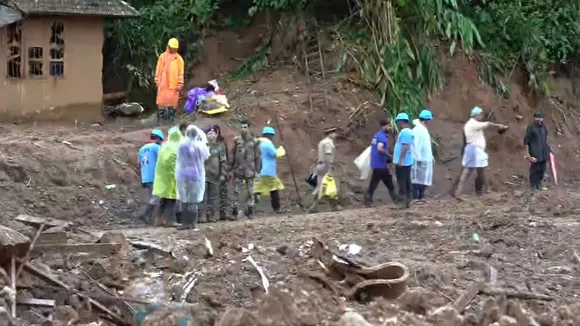 Rescue operation underway for the third consecutive day after a recent landslides triggered by heavy rainfall, in Wayanad district, Friday, Aug. 2, 2024.