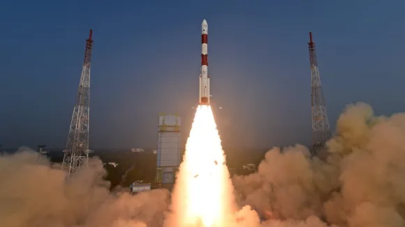 ISRO's PSLV-C58 carrying an X-ray polarimeter satelite and 10 other satelites lifts off from the spaceposrt of Sriharikota, Monday, Jan. 1, 2024.