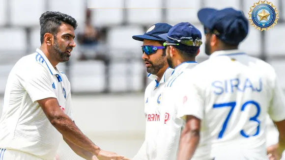 R Ashwin and Rohit Sharma on Day-1 during first Test match against West Indies