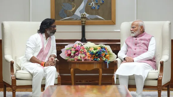 Prime Minister Narendra Modi with Jharkhand Chief Minister Hemant Soren during a meeting in Delhi.