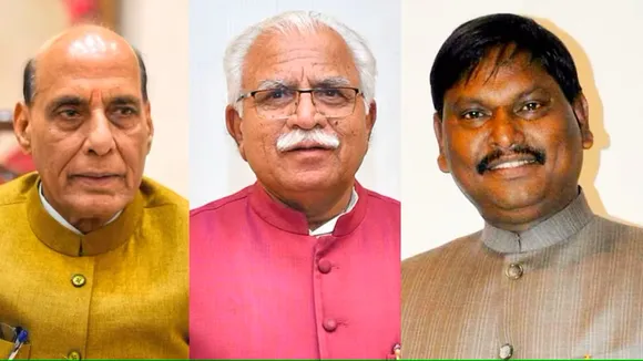 Rajnath Singh, Manohar Lal Khattar and Arjun Munda