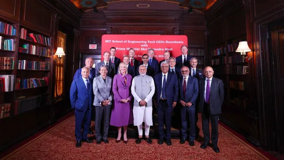 Prime Minister Narendra Modi during a roundtable meeting with MIT School of Engineering Tech CEOs, in New York, Sunday, Sept. 22, 2024.