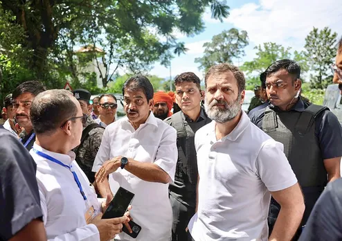 Congress leader Rahul Gandhi after being stopped by the Manipur police, in Bishnupur district