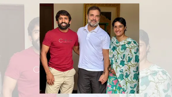 Bajrang Punia, Rahul Gandhi and Vinesh Phogat