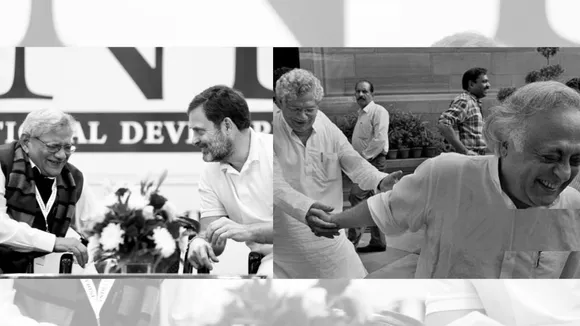 Leader of Opposition Rahul Gandhi, Congress leader Jairam Ramesh and Sitaram Yechury