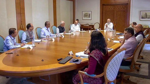 Prime Minister Narendra Modi holds a meeting to review the situation related to Cyclone Biparjoy, in New Delhi