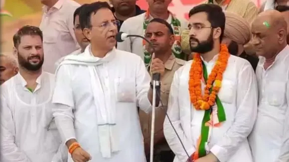 A file photo of Randeep Singh Surjewala with his son Aditya Surjewala