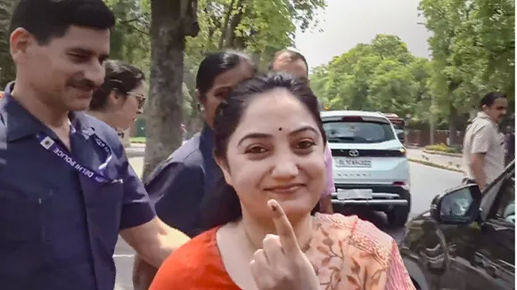 Former BJP leader Nupur Sharma after casting his vote at a polling booth during the sixth phase of Lok Sabha elections, in New Delhi, Saturday, May 25, 2024