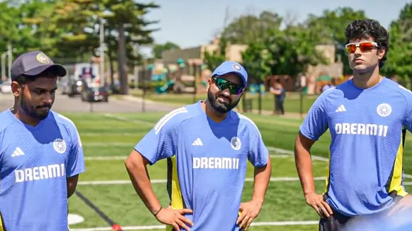 Indian cricket team captain Rohit Sharma during a training session for the T20 World Cup in New York