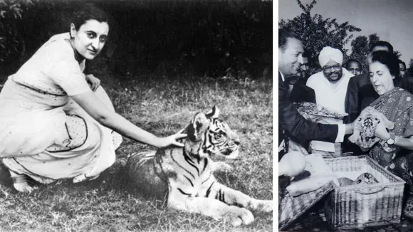 File image of Former Prime Minister of India Indira Gandhi with Tigers