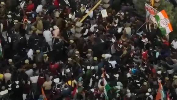 A videograb of alleged breach in Rahul Gandhi's security during Bharat Jodo Yatra in Delhi