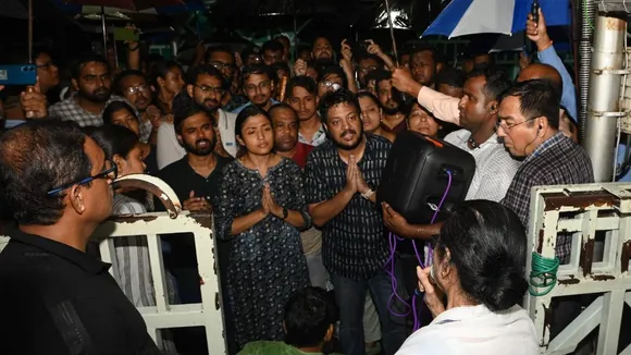 Mamata Banerjee addresses protesting doctors on September 14, 2024, in Kolkata