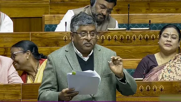 BJP MP Ravi Shankar Prasad speaks in the Lok Sabha during the Winter session of Parliament, in New Delhi, Tuesday, Dec. 19, 2023.