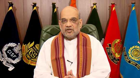 Union Home Minister Amit Shah delivers a video message