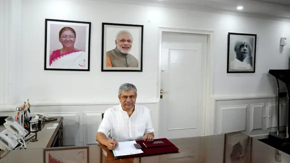 BJP MP Ashwini Vaishnaw assumes charge as Information and Broadcasting Minister a day after the portfolio allocation, in New Delhi, Tuesday, June 11, 2024.