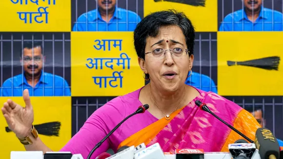 Delhi Minister Atishi addresses a press conference, in New Delhi, Wednesday, June 19, 2024.