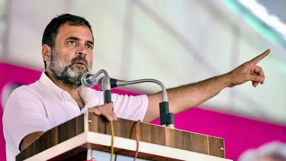 Congress leader Rahul Gandhi addresses a public meeting ahead of Rajasthan Assembly elections, in Vallabhnagar