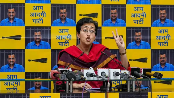Delhi minister Atishi Addressing a press conference on Saturday