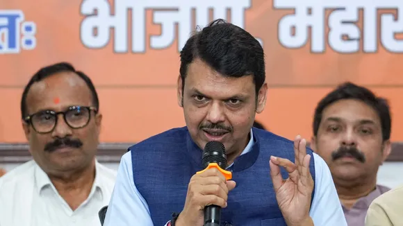 Maharashtra Deputy Chief Minister Devendra Fadnavis addresses a press conference at the BJP office, in Mumbai, Wednesday, June 5, 2024