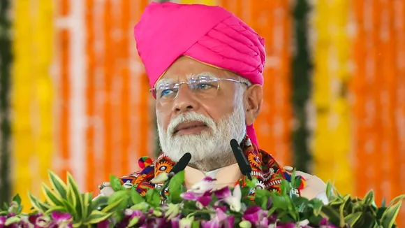 Prime Minister Narendra Modi addresses a public meeting at Poharadevi, in Washim district, Maharashtra, Saturday, Oct. 5, 2024. Modi on Saturday launched Rs 23,300 crore initiatives related to agriculture and animal husbandry sectors in the district