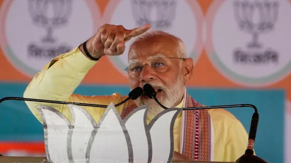Prime Minister Narendra Modi during a public meeting for Lok Sabha elections, at Chinsurah in Hooghly district, Sunday, May 12, 2024