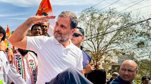 Congress leader Rahul Gandhi during the Bharat Jodo Nyay Yatra, in Guna district, Madhya Pradesh, Monday, March 4, 2024