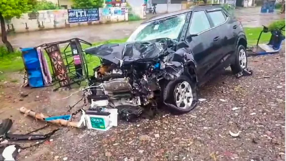 A damaged car after its collision with an e-rickshaw, in Udham Singh Nagar district, Wednesday, Aug. 21, 2024.