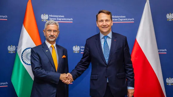 Union External Affairs Minister S Jaishankar with his Polish counterpart Radoslaw Sikorski during a meeting, in Warsaw, Poland.