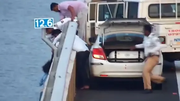 Woman falls off Atal Setu