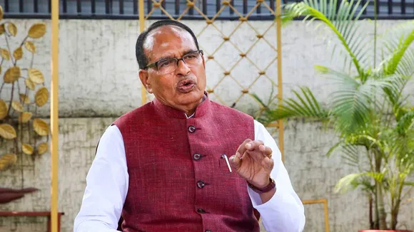 Union Minister for Agriculture and Rural Development Shivraj Singh Chouhan addresses a press conference, at his residence in Bhopal, Friday, Oct. 4, 2024.