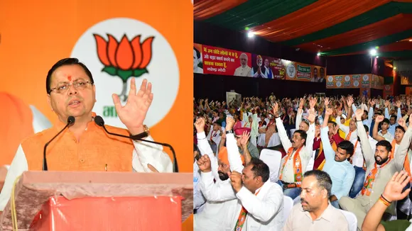 Uttarakhand Chief Minister Pushkar Singh Dhami campaigning in New Delhi for Lok Sabha elections