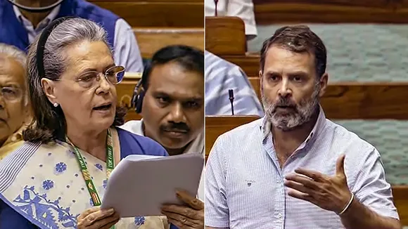 Sonia Gandhi and Rahul Gandhi in Lok Sabha