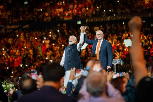 Prime Minister Narendra Modi with his Australian counterpart Anthony Albanese at an Indian community programme, in Sydney