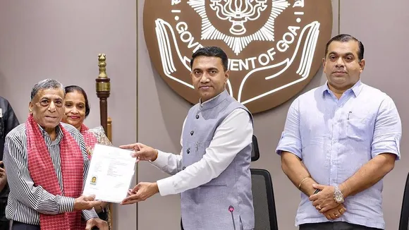 Goa Chief Minister Pramod Sawant presents the Citizenship certificate to Joseph Pereira under the Citizenship (Amendment) Act, 2024. Pereira, originally of Goan descent, migrated to Pakistan before the Liberation of Goa