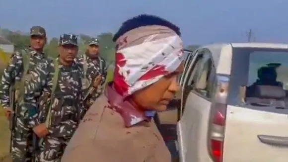 Ed official after getting assaulted allegedly by the supporters of TMC leader Sheikh Sajahan during a raid at the latter s residence, in North 24 Parganas