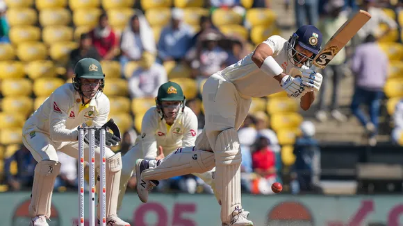 Indian batter Axar Patel plays a shot during the 3rd day of the 1st test cricket match between India and Australia at Vidarbha Cricket Association Stadium in Nagpur on Saturday