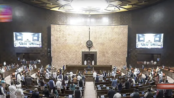 Parliamentarians in the Rajya Sabha on the first day of the Winter session of Parliament, in New Delhi, Monday, Dec. 4,