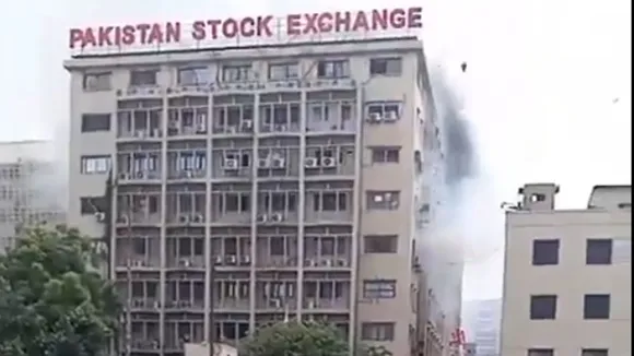 A fire broke out at the Pakistan Stock Exchange building in Karachi city of Sindh province on Monday