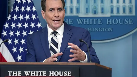 White House national security communications advisor John Kirby speaks during the daily briefing at the White House in Washington on May 17, 2024