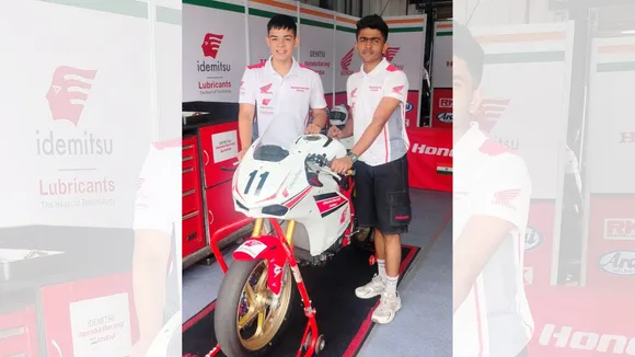 Indian bike racers Kavin Samaar Quintal and Mohsin Paramban during Round 3 of Asia Road Racing Championship, in Motegi, Japan, Sunday, June 9, 2024.