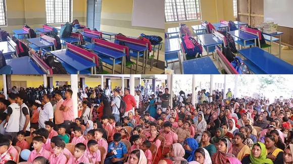 Over 600 children of Mundakkai and Vellarmala schools restarted their studies amid colourful ceremonies and festivities on Monday