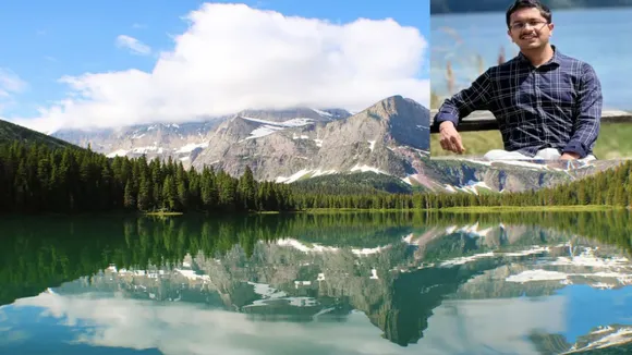 Siddhant Vitthal Patil on the bank of Glacier National Park, Montana