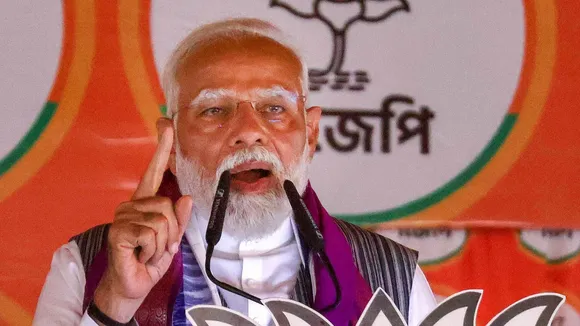 Prime Minister Narendra Modi addresses a public meeting for Lok Sabha elections, in Malda district, Friday, April 26, 2024