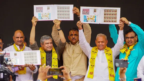 Union Minister for Railways Ashwini Vaishnaw releases postage stamp of "Lord Parshuram" during Brahmin Mahapanchayat, in Jaipur, Sunday