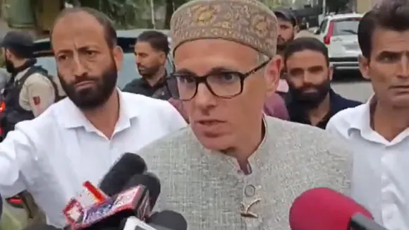 National Conference (NC) vice president Omar Abdullah talking to reporters