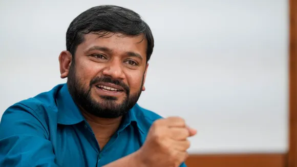 Congress party leader Kanhaiya Kumar speaks during an interview with PTI, in New Delhi, Friday, April 5, 2024