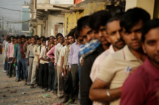 Demonetisation People Line India Population Unemployment
