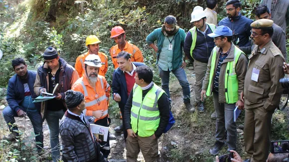 International Tunnelling and Underground Space Association president Arnold Dix near the site after a portion of an under-construction tunnel between Silkyara and Dandalgaon on the Brahmakhal-Yamunotri national highway collapsed, in Uttarkashi district, Monday, Nov. 20, 2023.