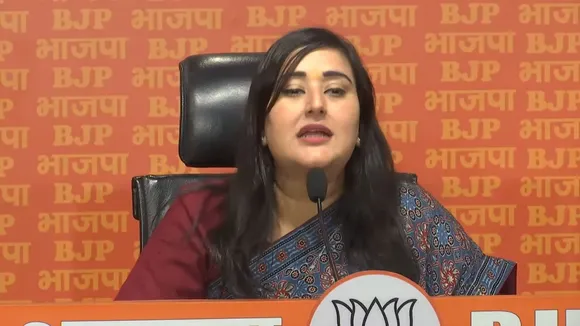 BJP MP Bansuri Swaraj addresses a press conference at the BJP headquarters, in New Delhi